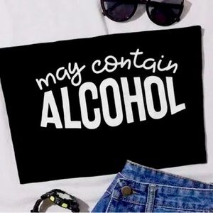 Black May Contain Alcohol Strapless Croptop - Large